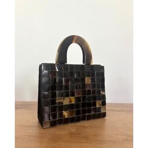 Vintage Brown Lucite Handbag with Satin Lining Shira Leah Structured Purse